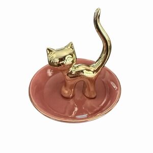 Balvi Gold Pink Colored Cat Ring Jewelry Holder Cottage Core Coquette 90's Style